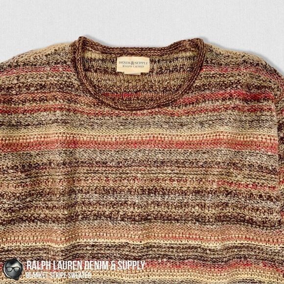 RALPH LAUREN DENIM & SUPPLY BLANKET STRIPE WOOL BLEND SWEATER WOMEN SIZE MEDIUM - Picture 3 of 15
